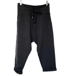 Lululemon Crop Joggers Black Size 6 Drawstring Drop Crotch Harem Yoga Cotton Bld